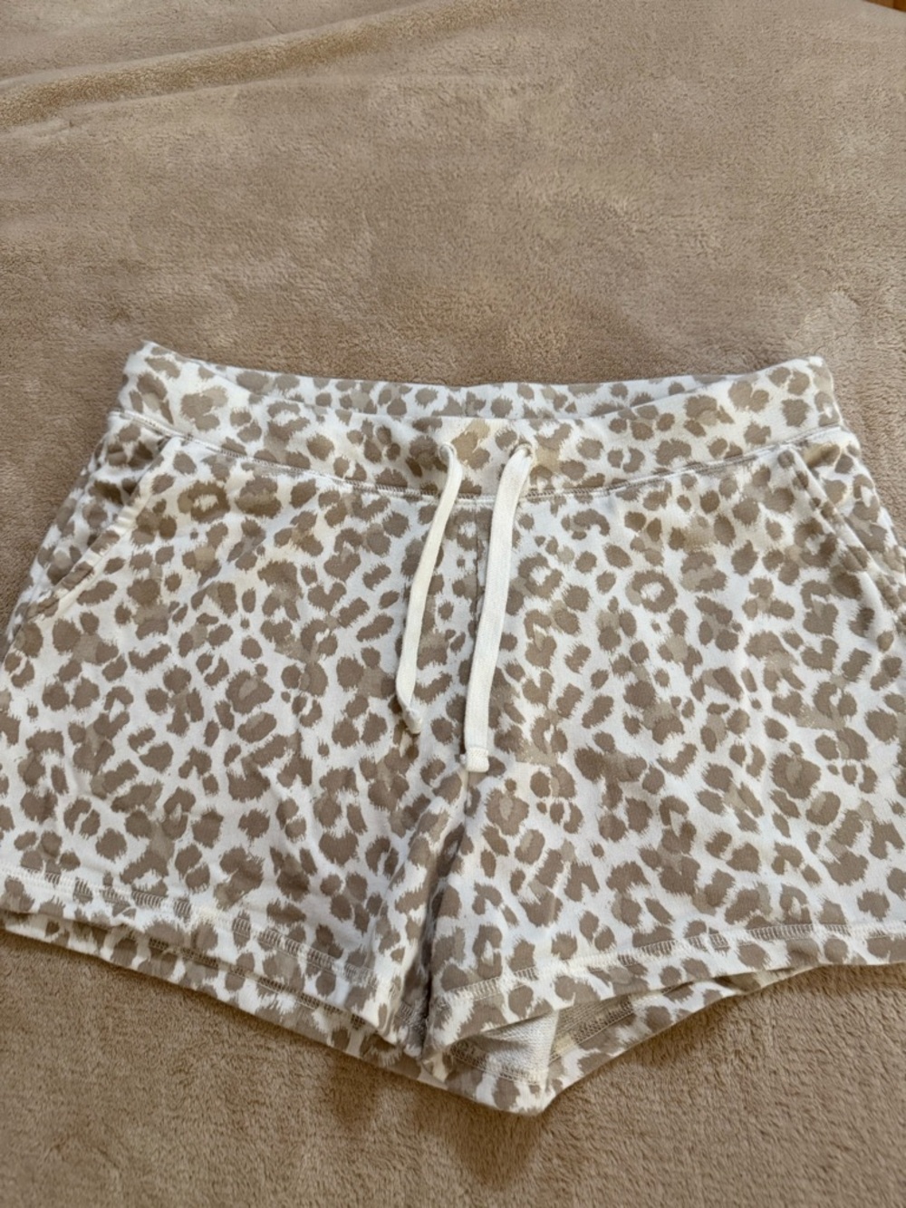 Old Navy Beige Leopard-Print Drawstring Athletic Shorts
